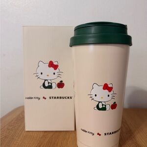 Starbucks Cream Tumbler with Hello Kitty Design